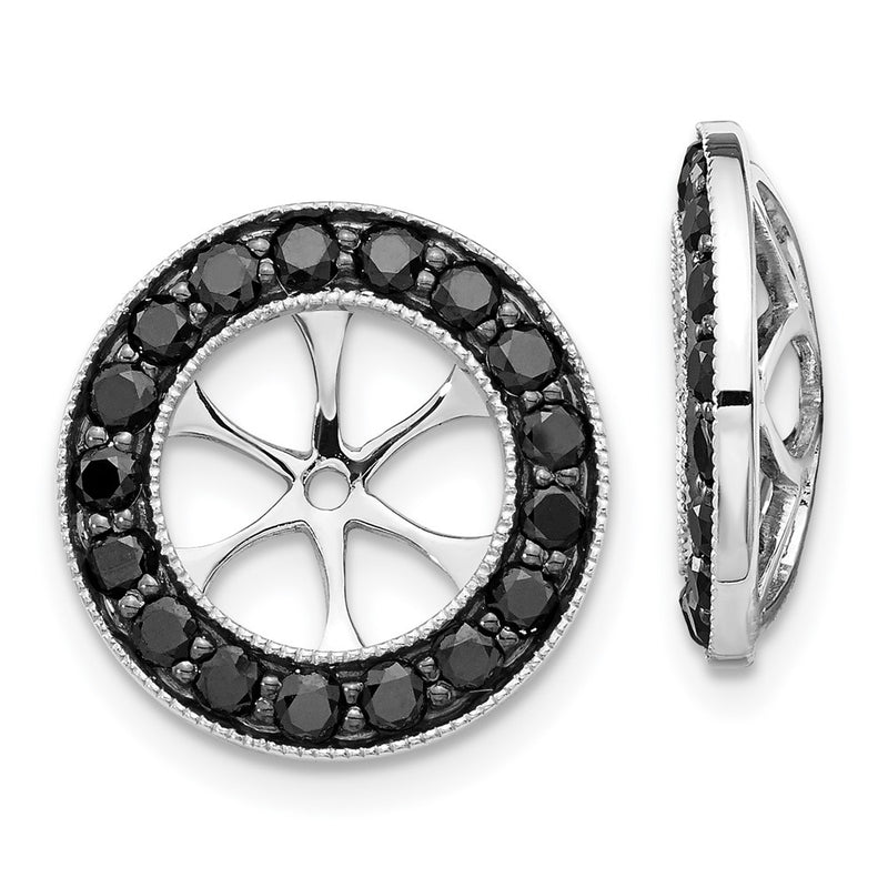 14K White Gold 1 1/6Ct Black Diamond Earring Jackets