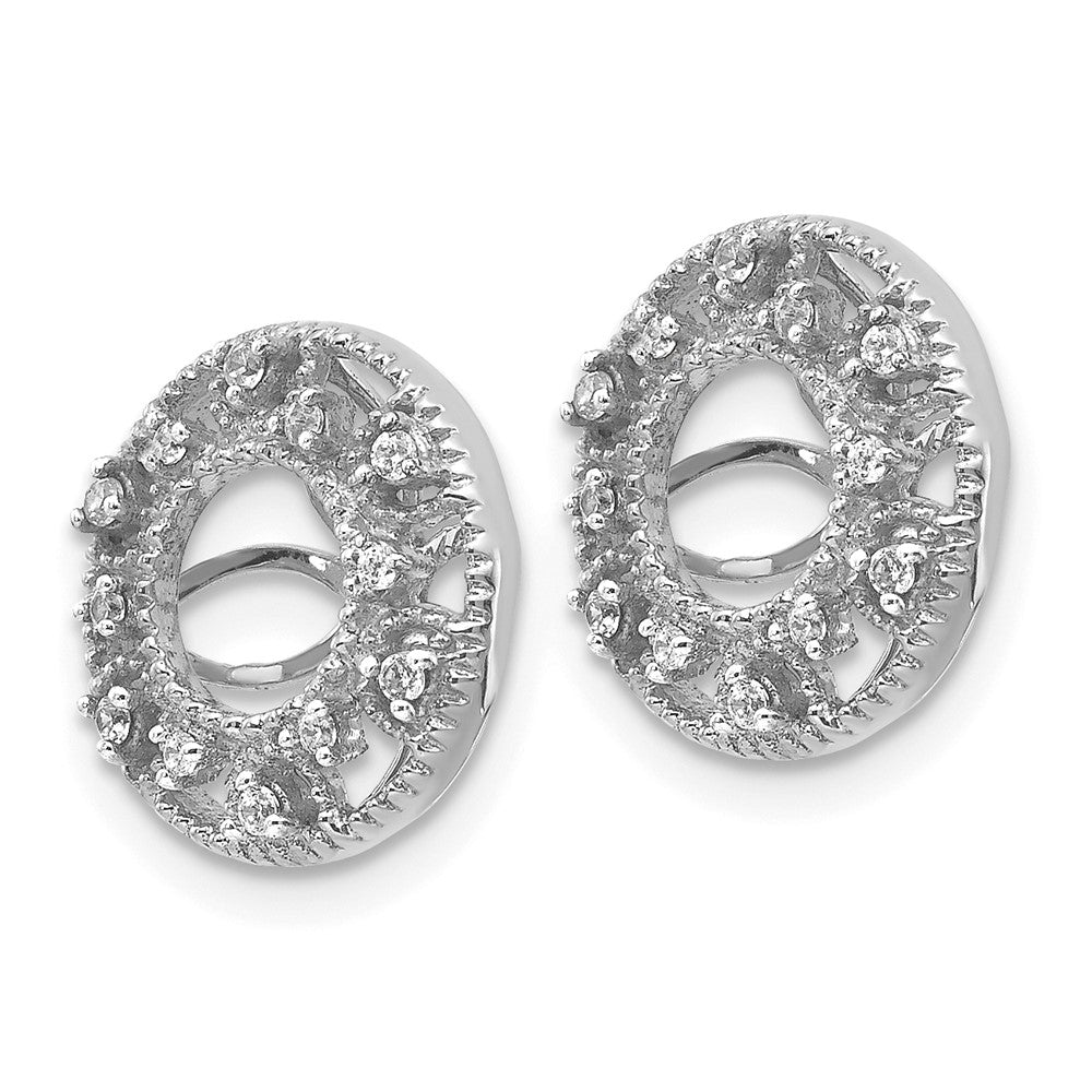 14K White Gold Fancy 1Ct Diamond Earring Jackets