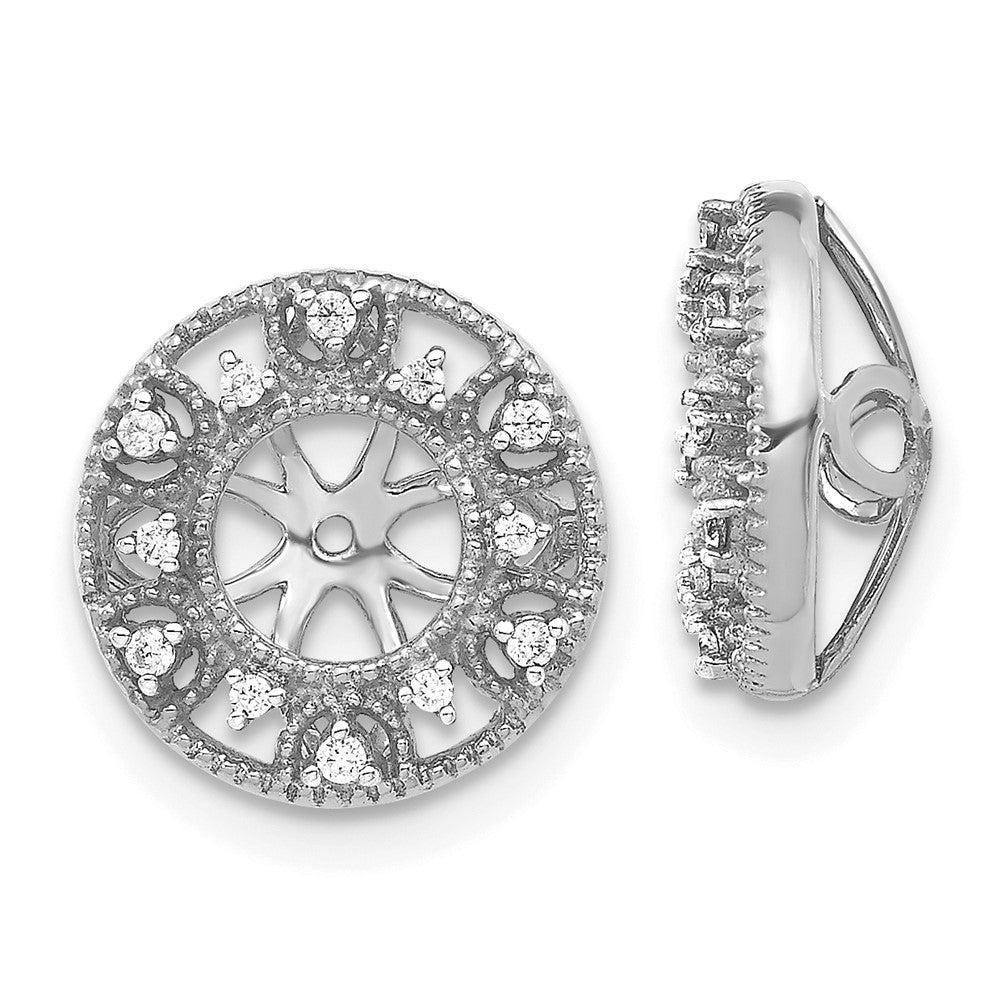 14K White Gold Fancy 1Ct Diamond Earring Jackets