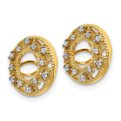 14K Yellow Gold Fancy Diamond Earring Jackets