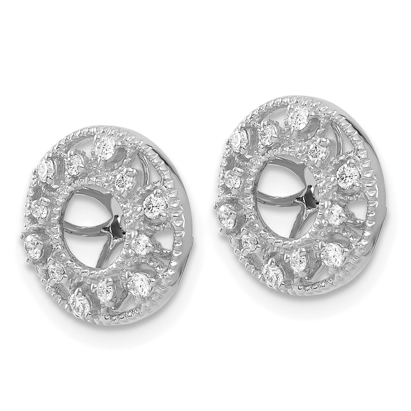 14K White Gold Fancy Diamond Earring Jackets