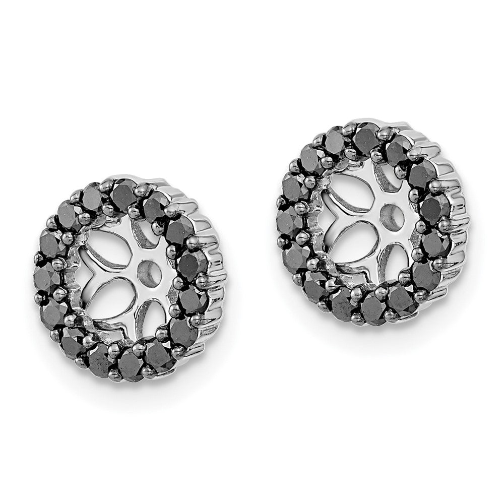 14K White Gold Black Diamond Earring Jackets