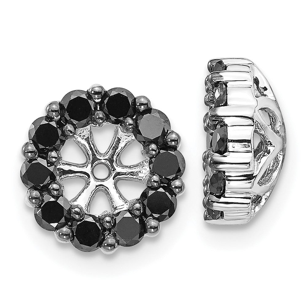 14K White Gold Black Diamond Earring Jackets