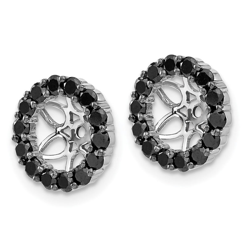 14K White Gold Black Diamond Earring Jackets