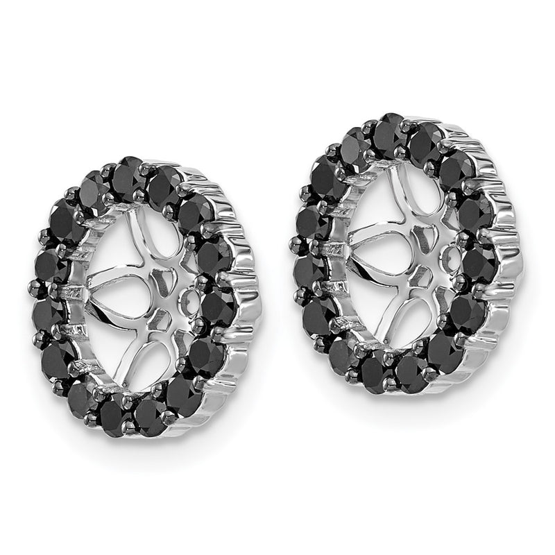 14K White Gold Black Diamond Earring Jackets