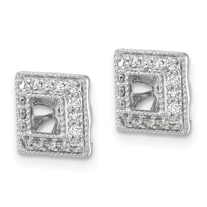 14K White Gold Diamond Square Jacket Earrings