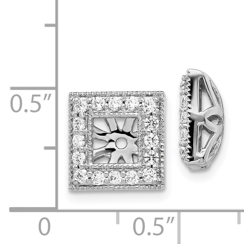 14K White Gold Diamond Square Jacket Earrings