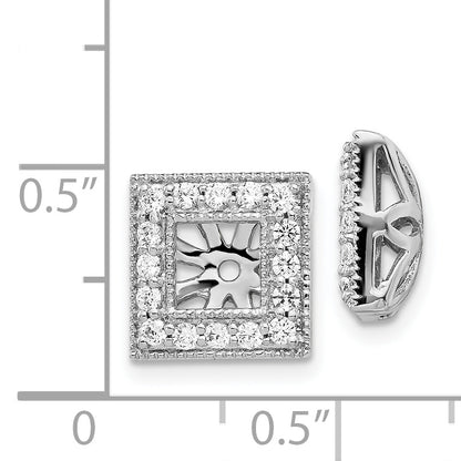 14K White Gold Diamond Square Jacket Earrings