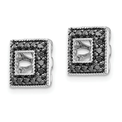 14K White Gold Black Diamond Square Jacket Earrings