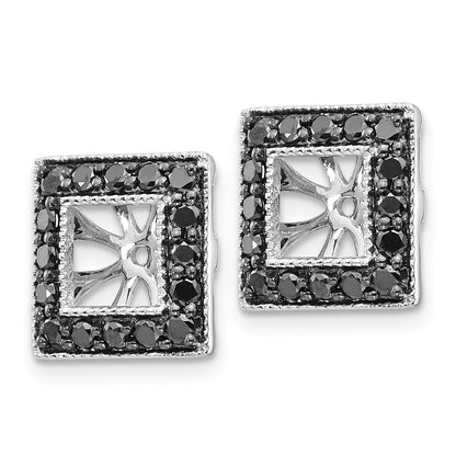 14K White Gold Black Diamond Square Jacket Earrings