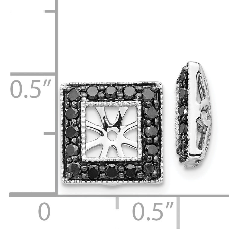 14K White Gold Black Diamond Square Jacket Earrings