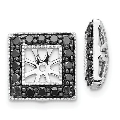 14K White Gold Black Diamond Square Jacket Earrings