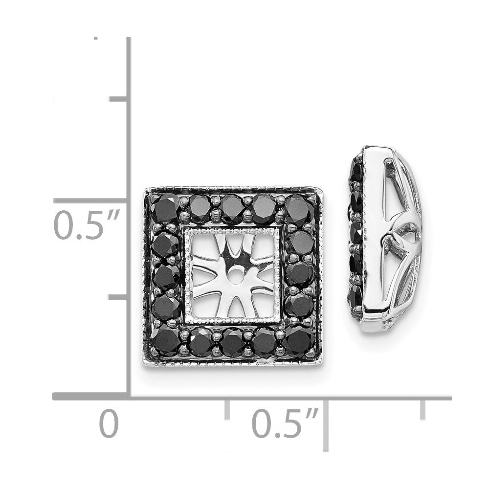 14K White Gold Black Diamond Square Jacket Earrings