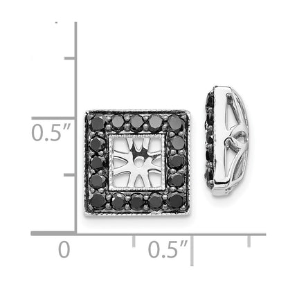 14K White Gold Black Diamond Square Jacket Earrings