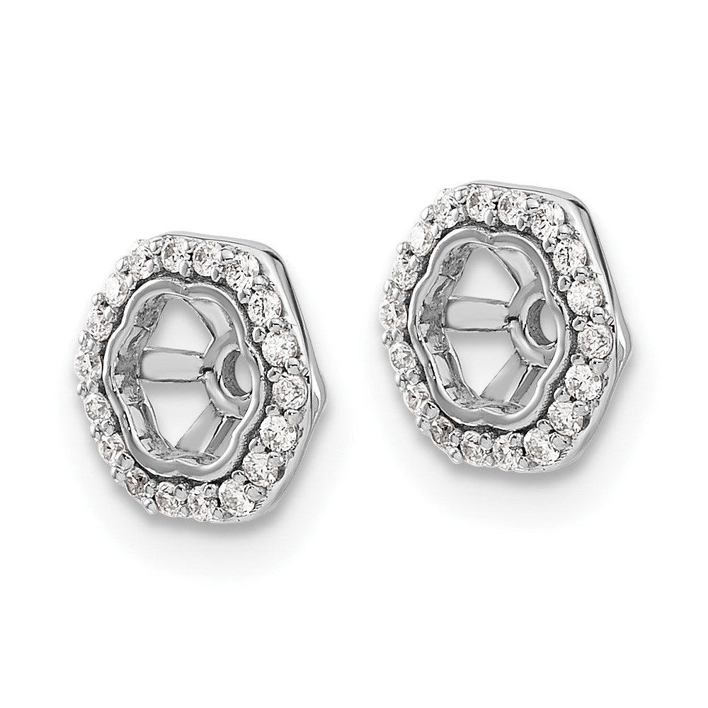 10K White Gold Hexagon Diamond Earring Jackets