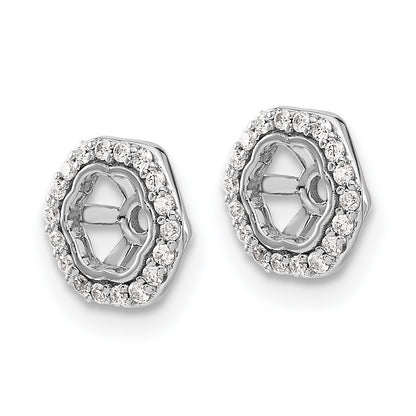 10K White Gold Hexagon Diamond Earring Jackets