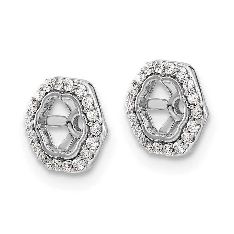 10K White Gold Hexagon Diamond Earring Jackets
