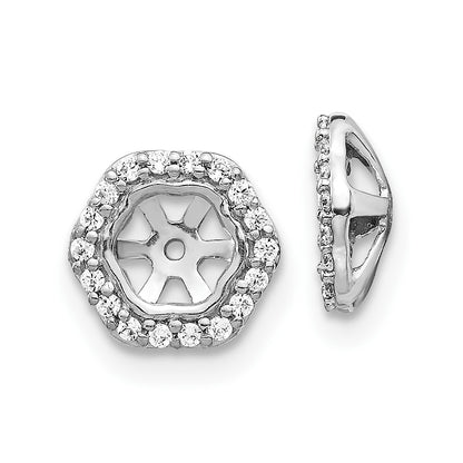 10K White Gold Hexagon Diamond Earring Jackets