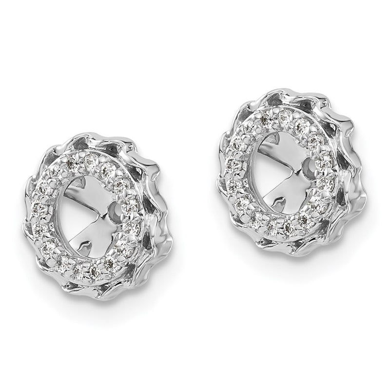 14K White Gold Twisted Edge Diamond Earring Jackets