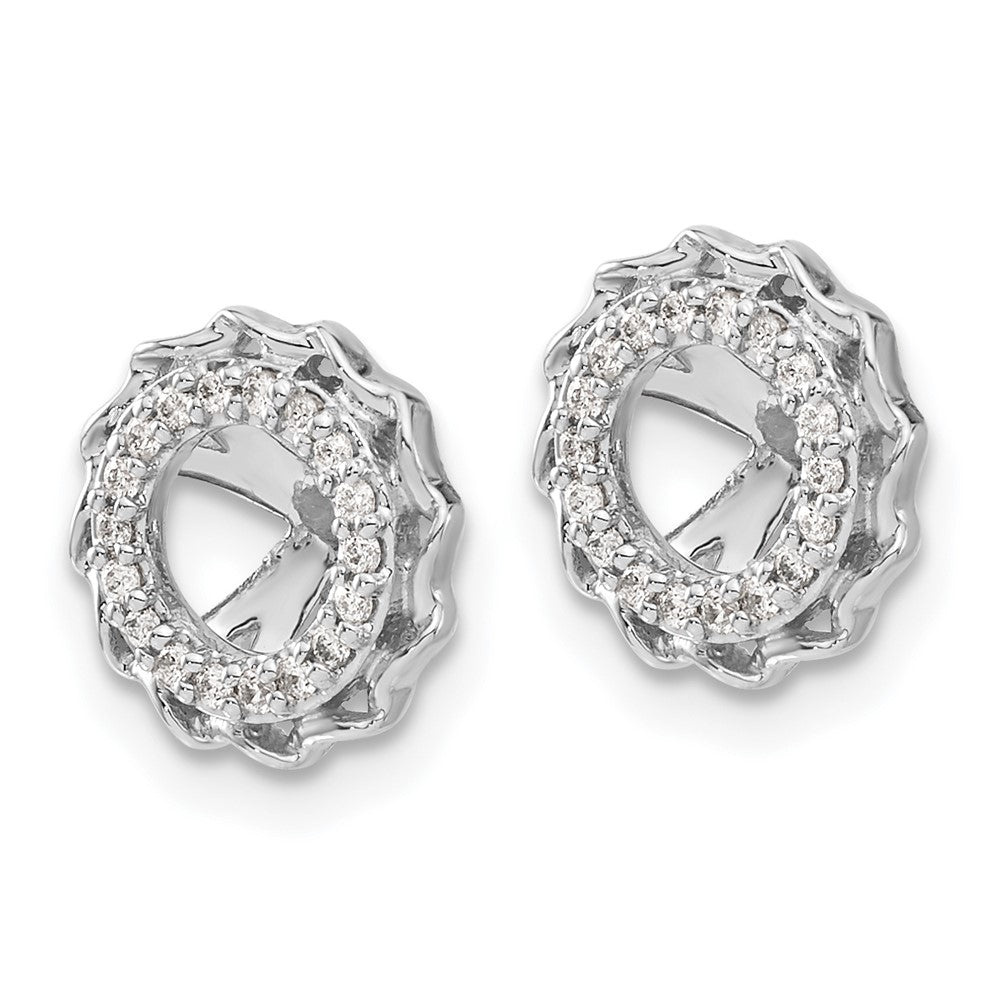 14K White Gold Twisted Edge Diamond Earring Jackets