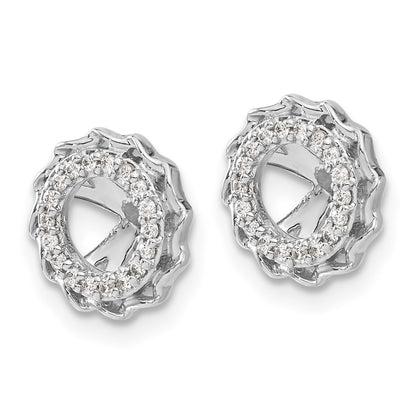 14K White Gold Twisted Edge Diamond Earring Jackets