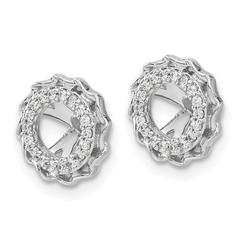 14K White Gold Twisted Edge Diamond Earring Jackets