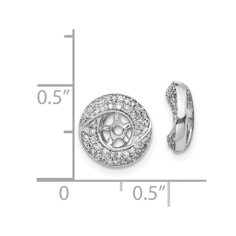 14K White Gold Diamond Round Earring Jackets