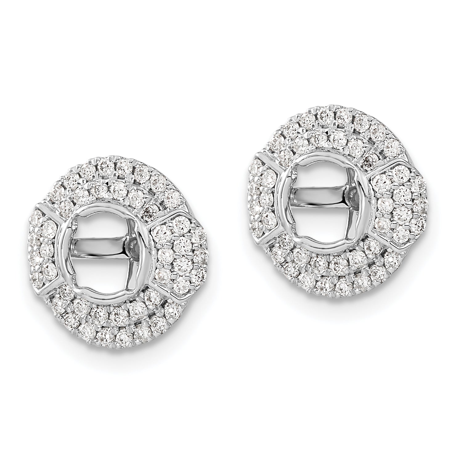 14k White Gold 1/2 Ct. Lab Grown Diamond VS/SI+ G+ with 4.5 mm Round Earring Jacket