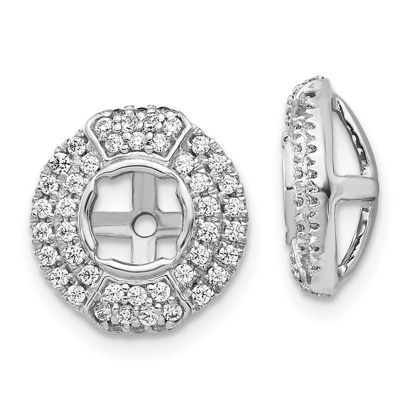 14K White Gold Diamond Round Earring Jackets