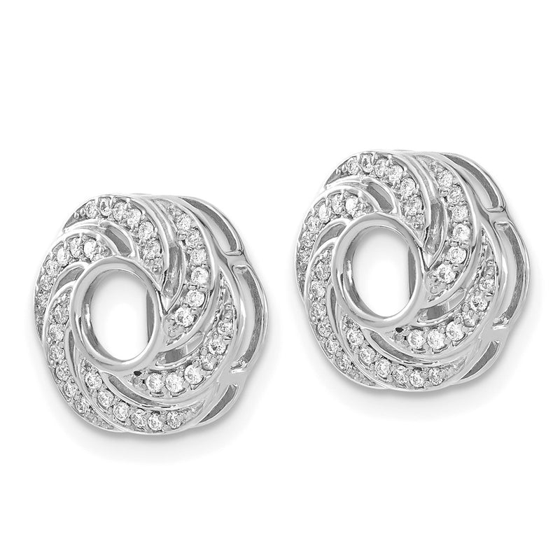 14k White Gold 1/4 Ct. Lab Grown Diamond VS/SI+ G+ with 4.5 mm Swirl Earring Jacket