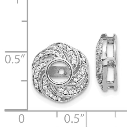 14K White Gold Swirl Diamond Jacket Earrings
