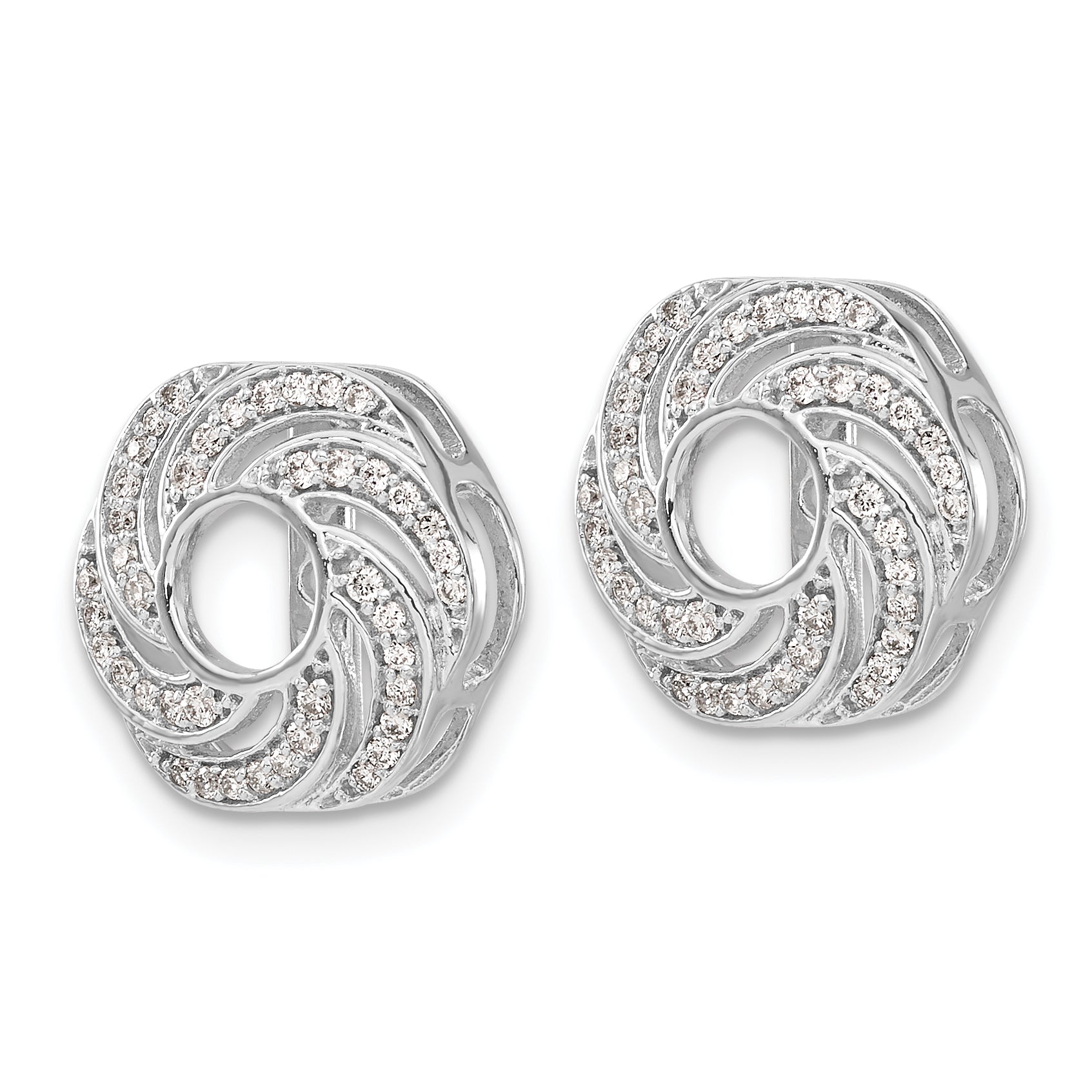 14K White Gold Swirl Diamond Jacket Earrings