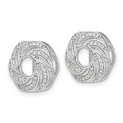 14K White Gold Swirl Diamond Jacket Earrings