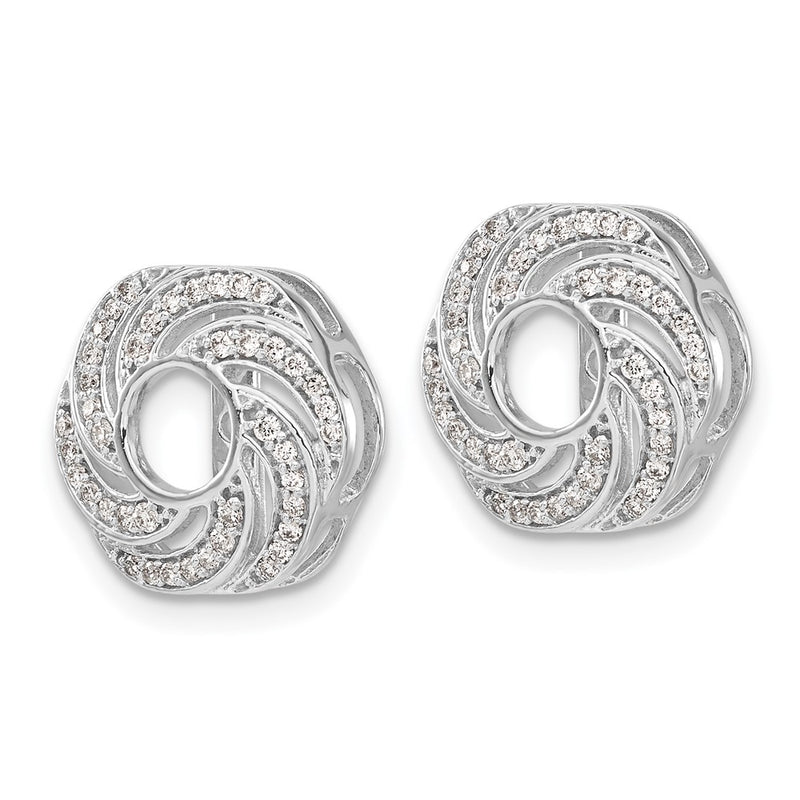 14K White Gold Swirl Diamond Jacket Earrings