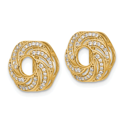 14K Yellow Gold Swirl Diamond Jacket Earrings