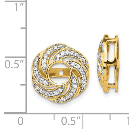 14K Yellow Gold Swirl Diamond Jacket Earrings