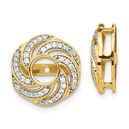 14K Yellow Gold Swirl Diamond Jacket Earrings