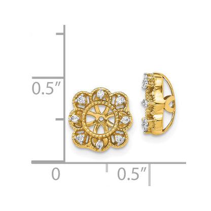 14K Yellow Gold Fancy Diamond Earring Jackets