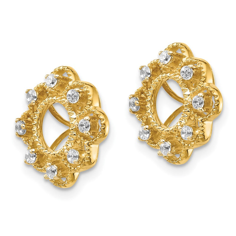 10K Yellow Gold Fancy Diamond Earring Jackets