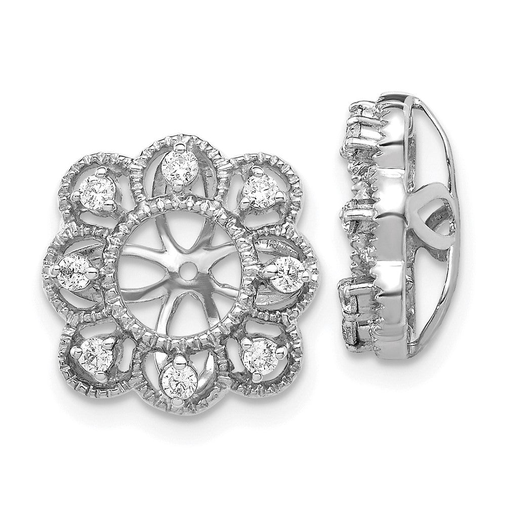 14K White Gold Fancy Diamond Earring Jackets