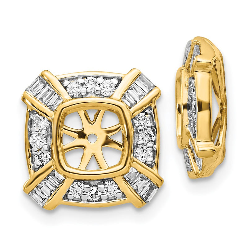 14K Yellow Gold Fancy Diamond Earring Jackets