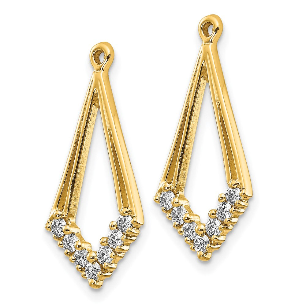 Diamond Shaped Real Diamond Dangling Earring Jacket in 14k White Gold Jewelry