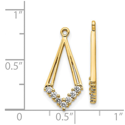 Diamond Shaped Real Diamond Dangling Earring Jacket in 14k White Gold Jewelry