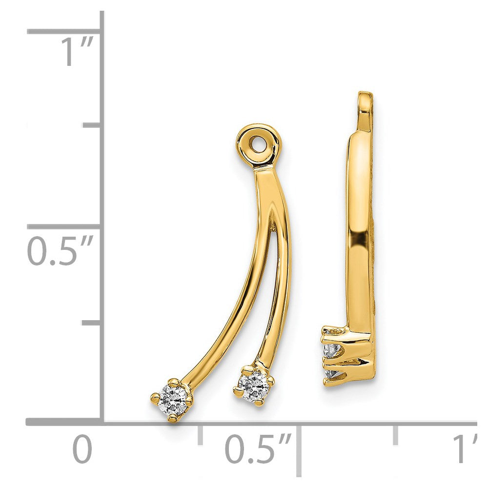 14K Yellow Gold 2 Stone Dangle Diamond Earring Jackets