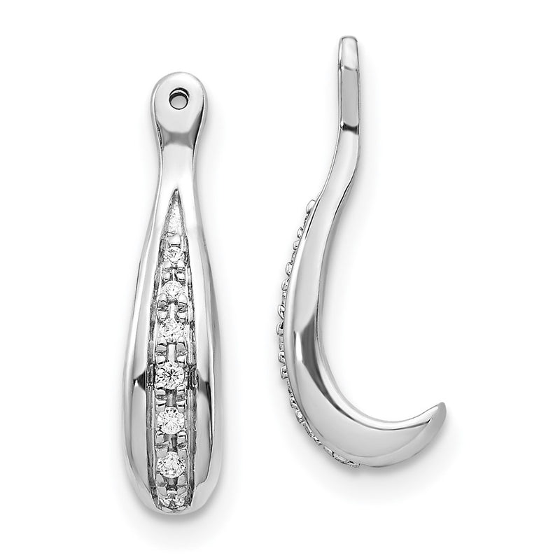 14K White Gold Diamond Earring J Hoop Jackets