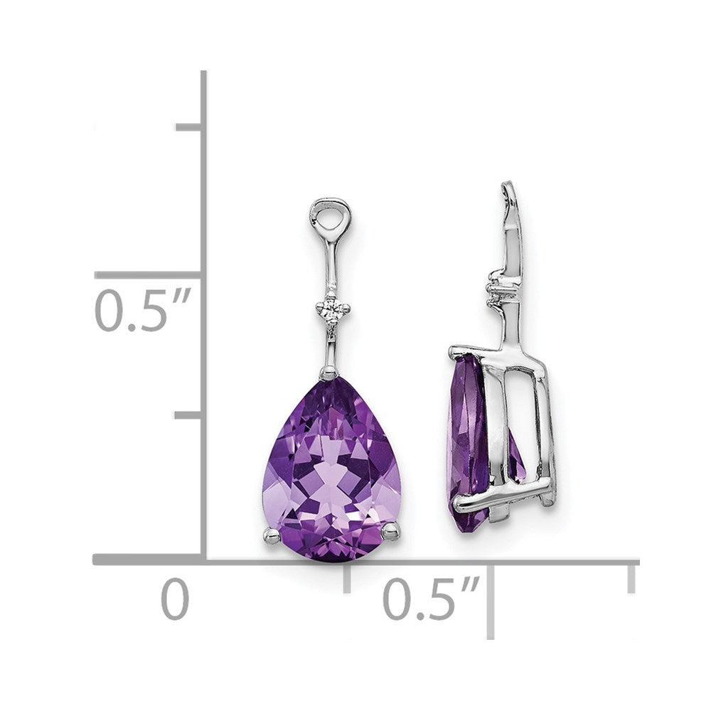 Natural Diamond & Pear Shaped Amethyst Drop Earring Jackets in 14K White Gold