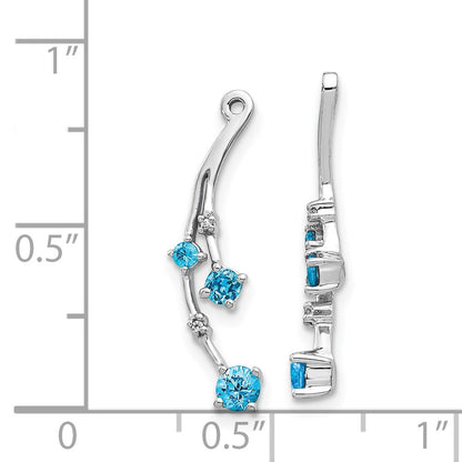 14K White Gold Diamond and Blue Topaz Dangle Earring Jackets