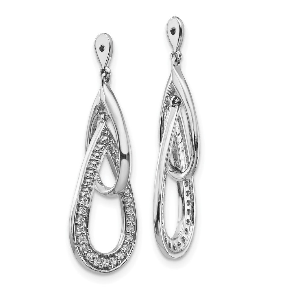 1/4Ct. Double Teardrop Dangle Diamond Earring Jackets in 14k White Gold