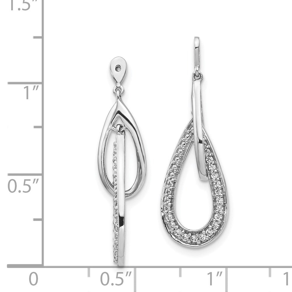 1/4Ct. Double Teardrop Dangle Diamond Earring Jackets in 14k White Gold