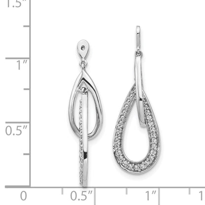 1/4Ct. Double Teardrop Dangle Diamond Earring Jackets in 14k White Gold